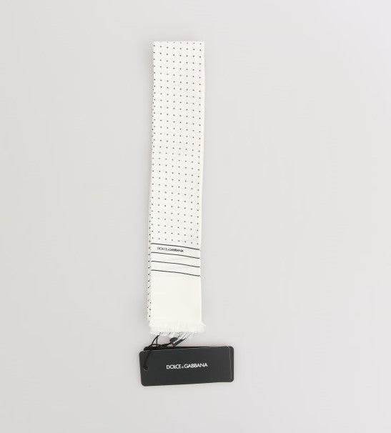 Dolce & Gabbana 100% Silk Skinny Scarf in White