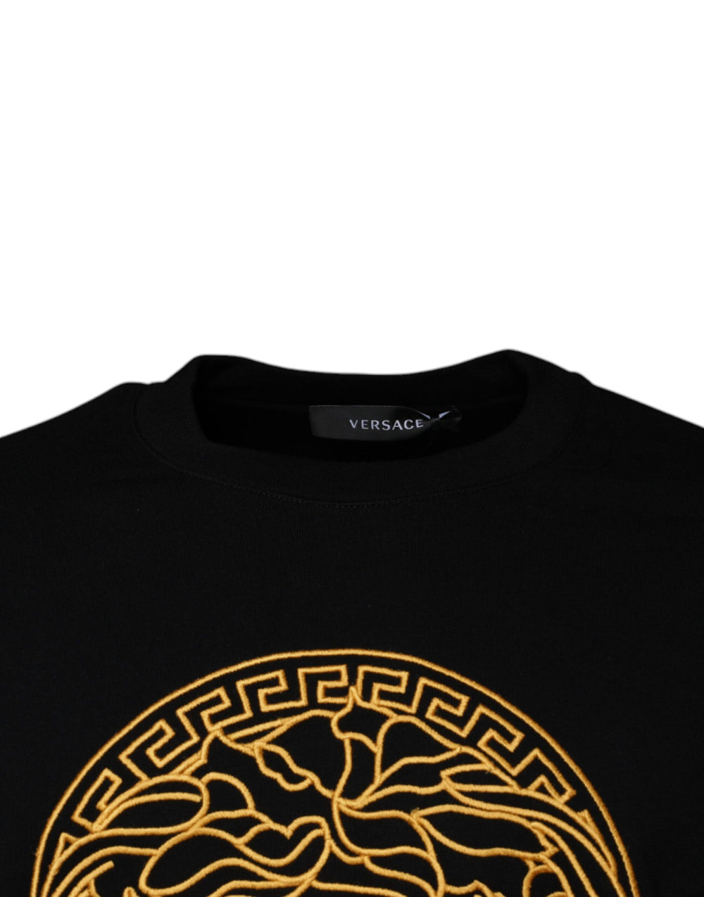 Versace Cotton Crew Neck Pullover Sweater in Black