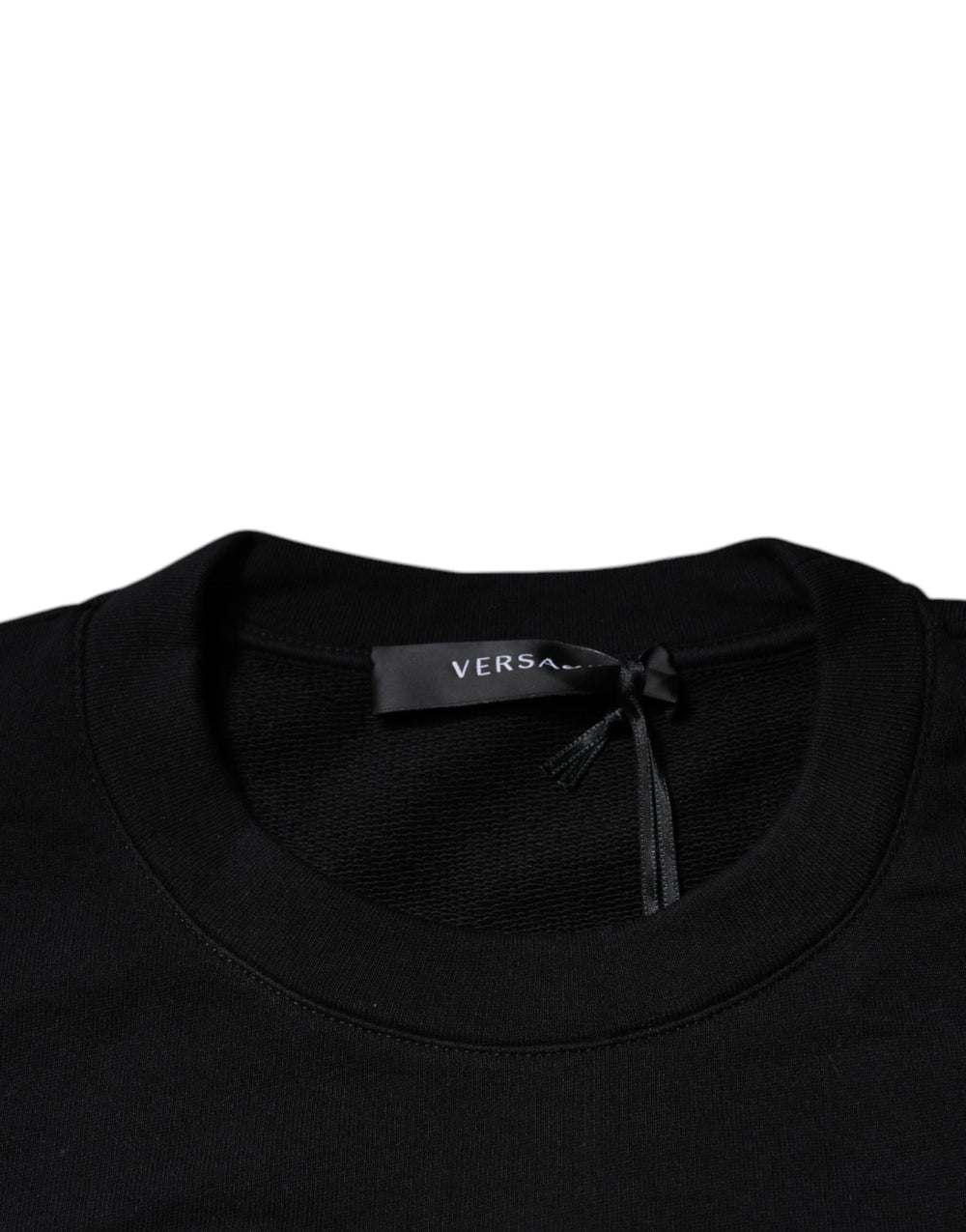 Versace Cotton Crew Neck Pullover Sweater in Black