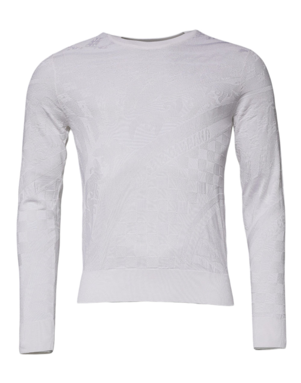 Dolce & Gabbana 100% Silk Crew Neck Pullover in White