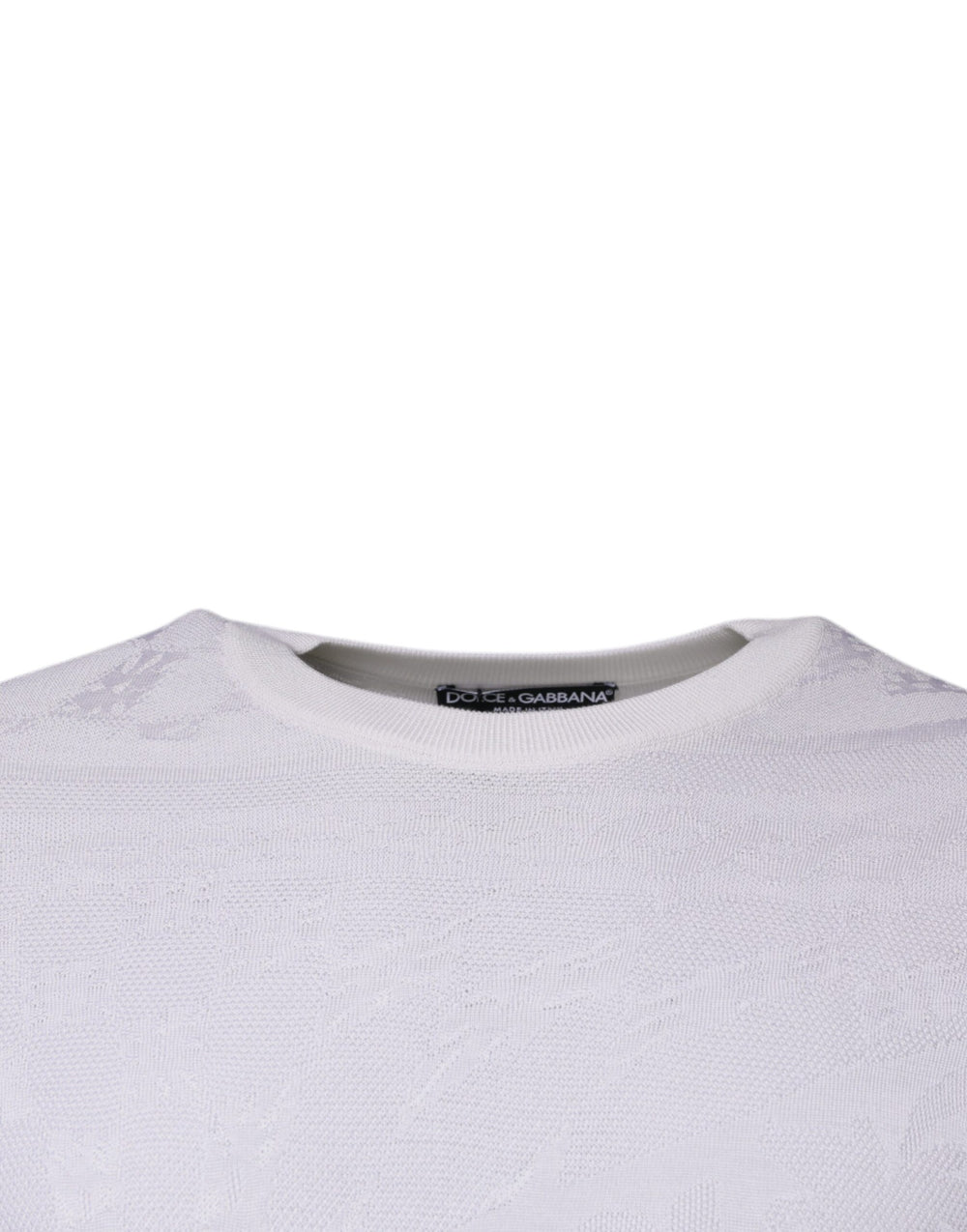 Dolce & Gabbana 100% Silk Crew Neck Pullover in White