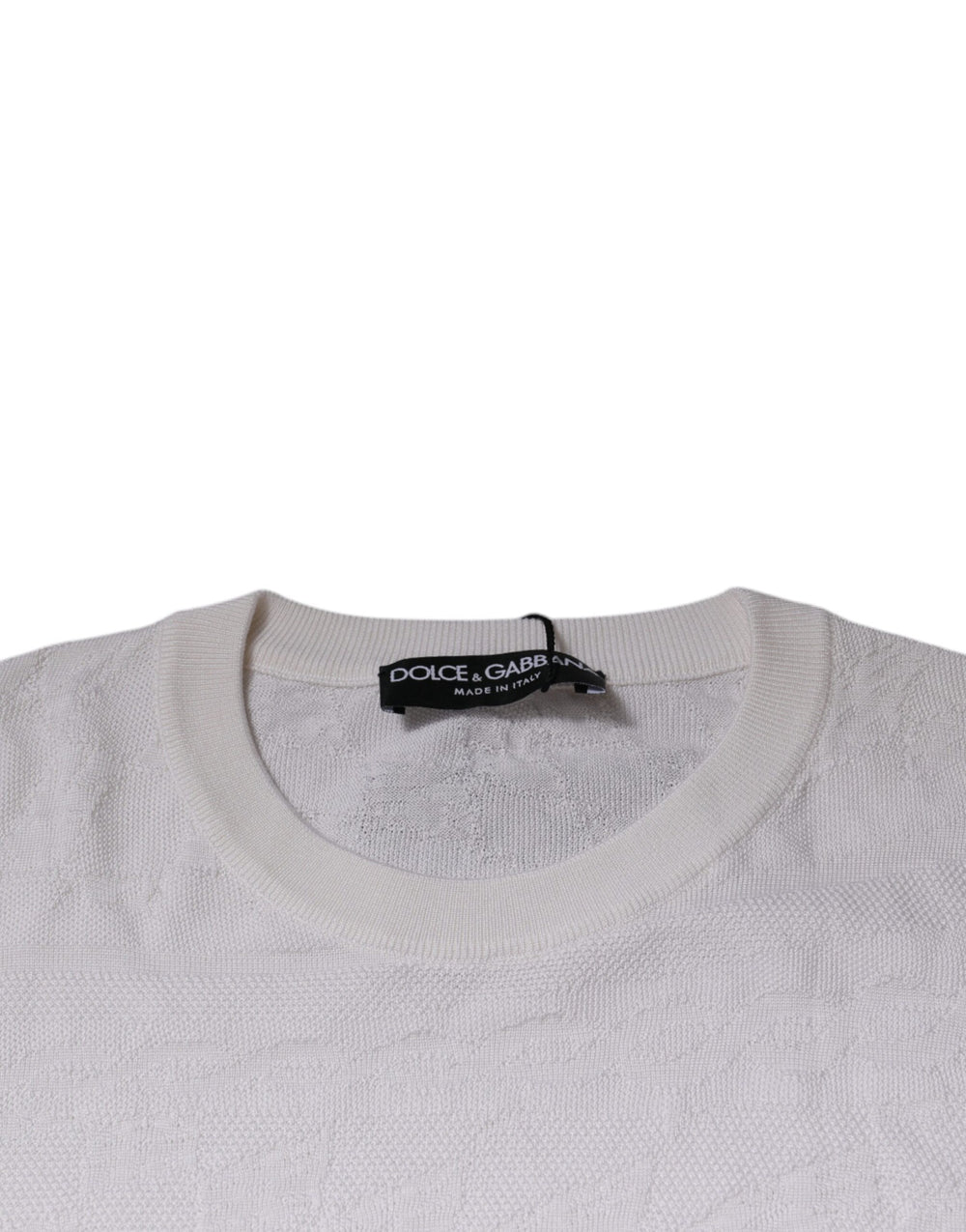 Dolce & Gabbana 100% Silk Crew Neck Pullover in White