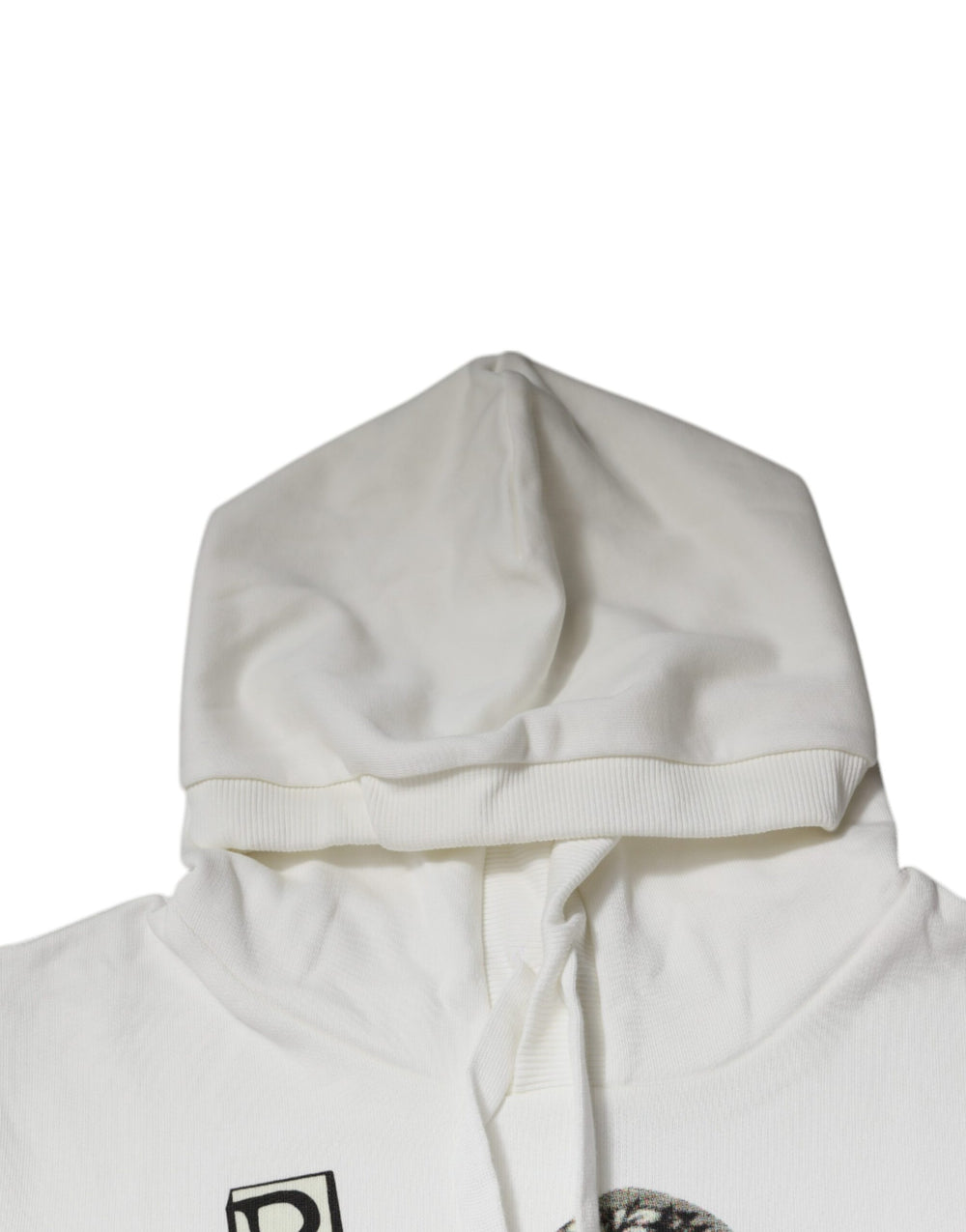 Dolce & Gabbana 100% Cotton Hooded Pullover Sweater in White