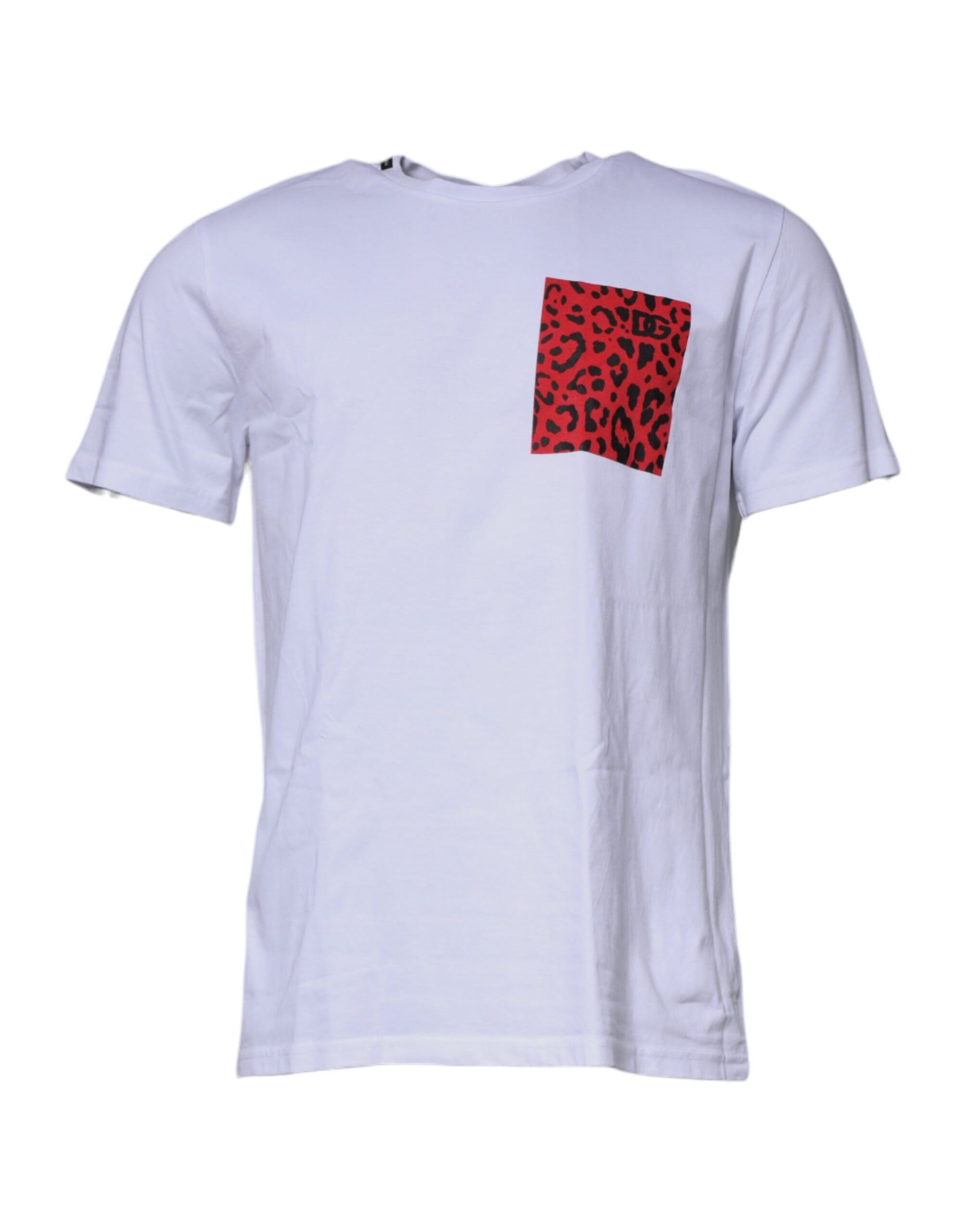 Dolce & Gabbana Βαμβακερό T-Shirt με Leopard Print σε Λευκό και Κόκκινο