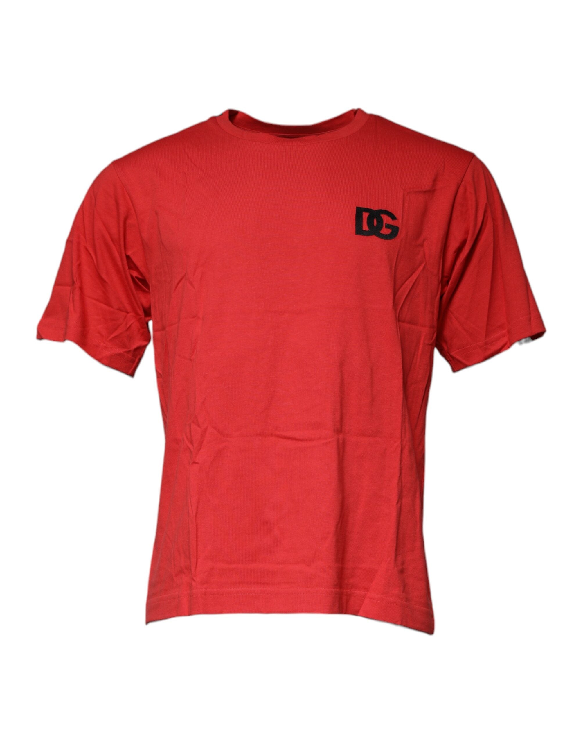Red DG Logo Cotton Crew Neck T-shirt mens luxury fashion - Mens Edit