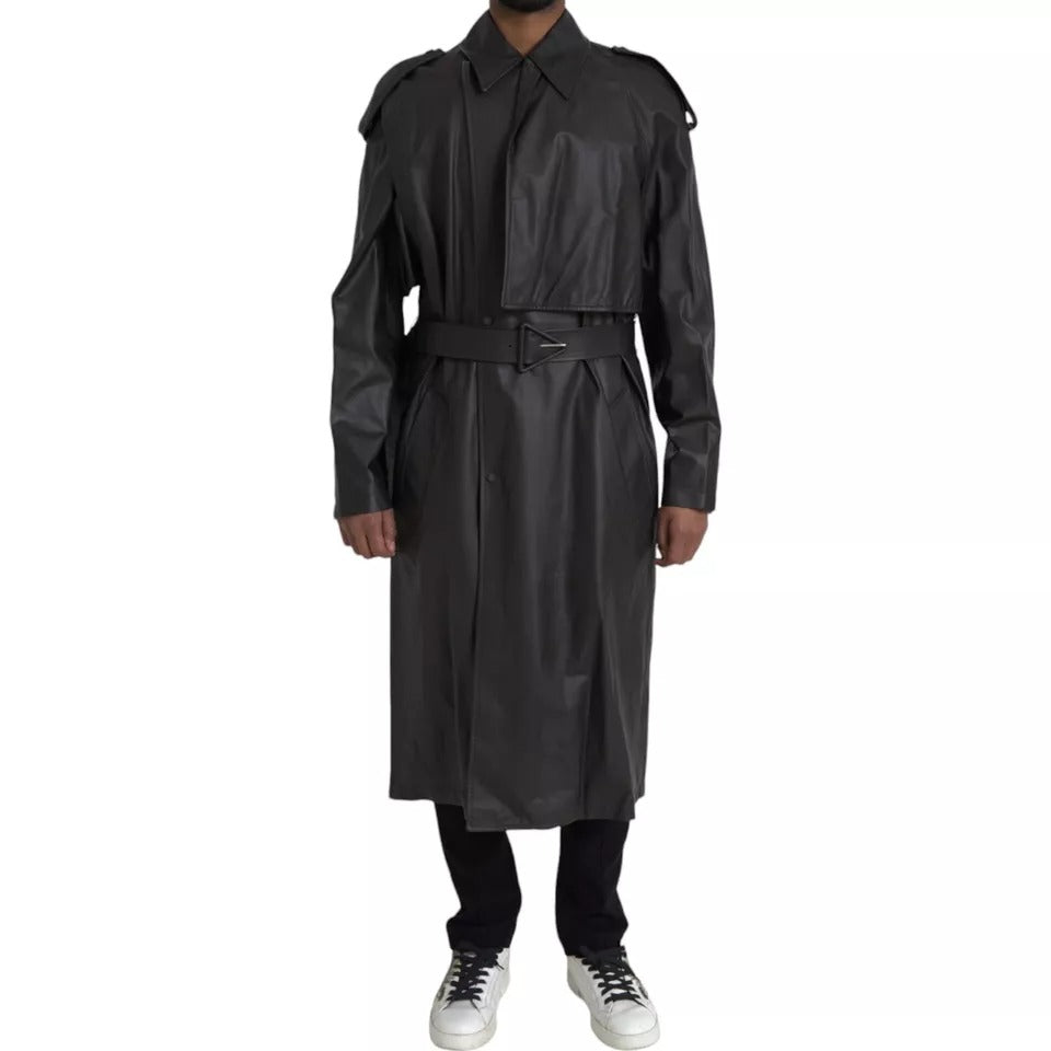 Bottega Veneta Trench Coat από δέρμα μοσχαριού σε Μαύρο