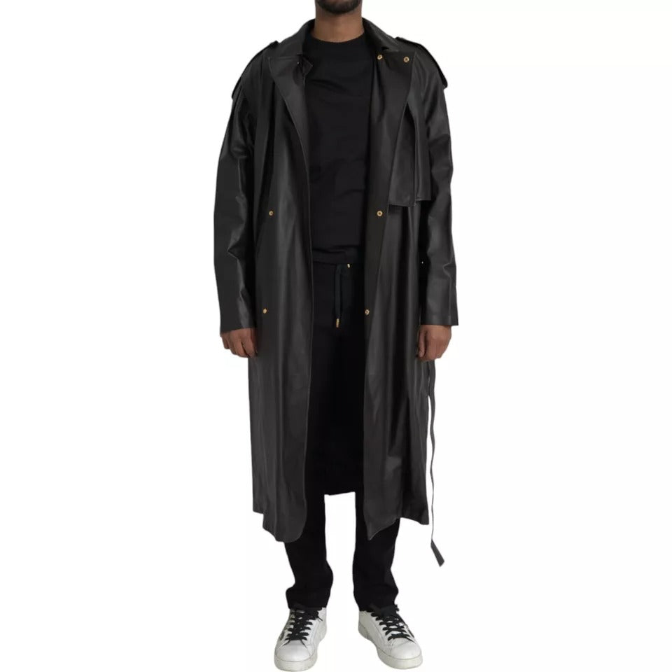 Bottega Veneta Trench Coat από δέρμα μοσχαριού σε Μαύρο