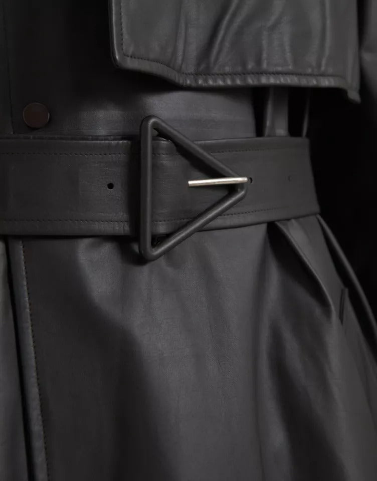 Bottega Veneta Trench Coat από δέρμα μοσχαριού σε Μαύρο