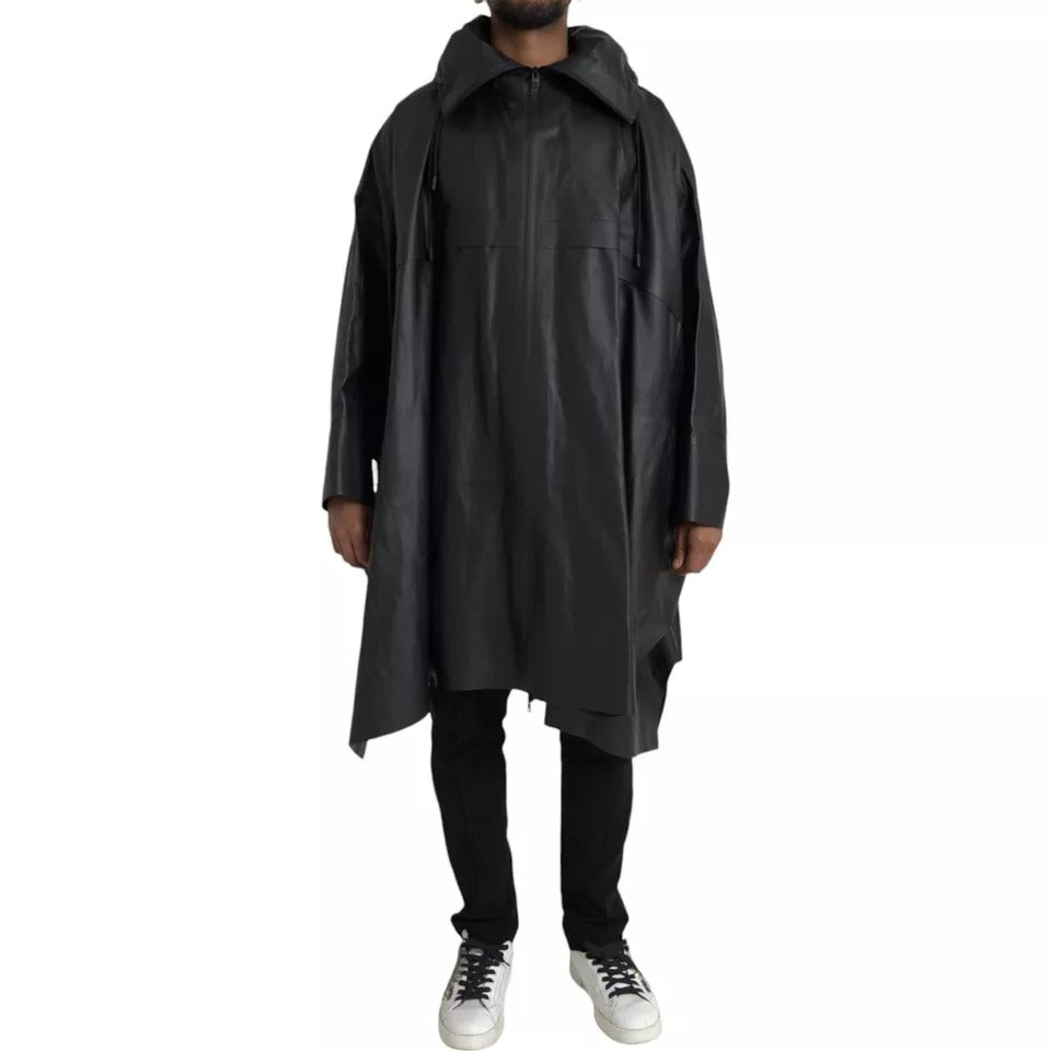 Bottega Veneta Jacket από δέρμα μοσχαριού με κουκούλα σε Μαύρο