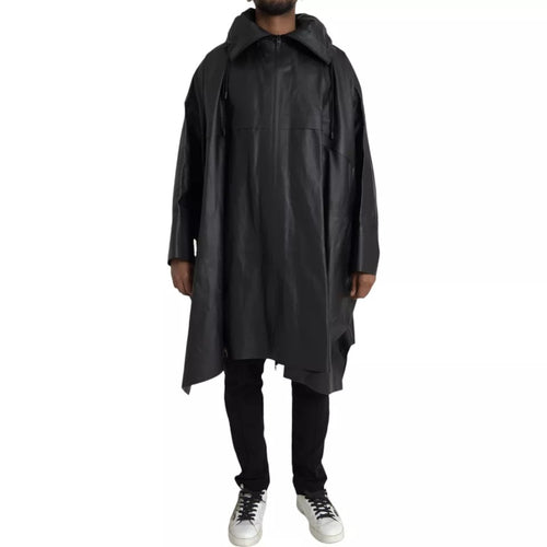 Bottega Veneta Jacket από δέρμα μοσχαριού με κουκούλα σε Μαύρο