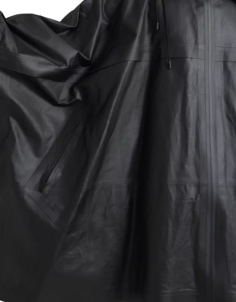 Bottega Veneta Jacket από δέρμα μοσχαριού με κουκούλα σε Μαύρο