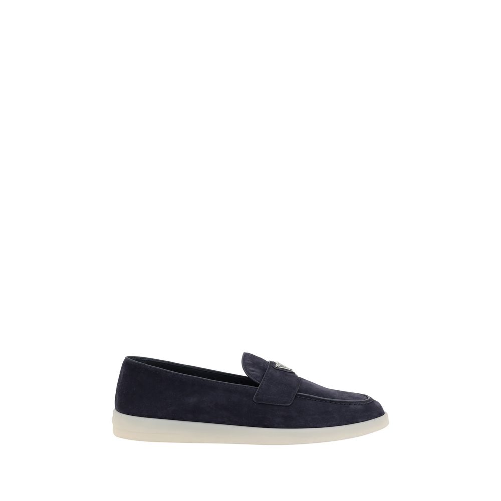 Prada Calf Leather Slip-On Loafers in Blue