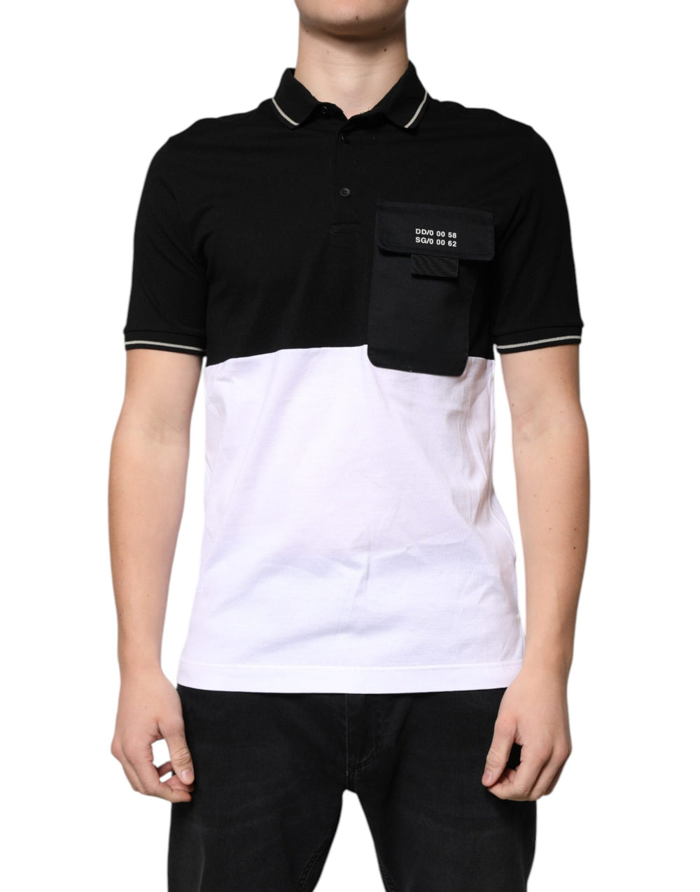 Dolce & Gabbana 100% Cotton Polo Shirt in Black and White