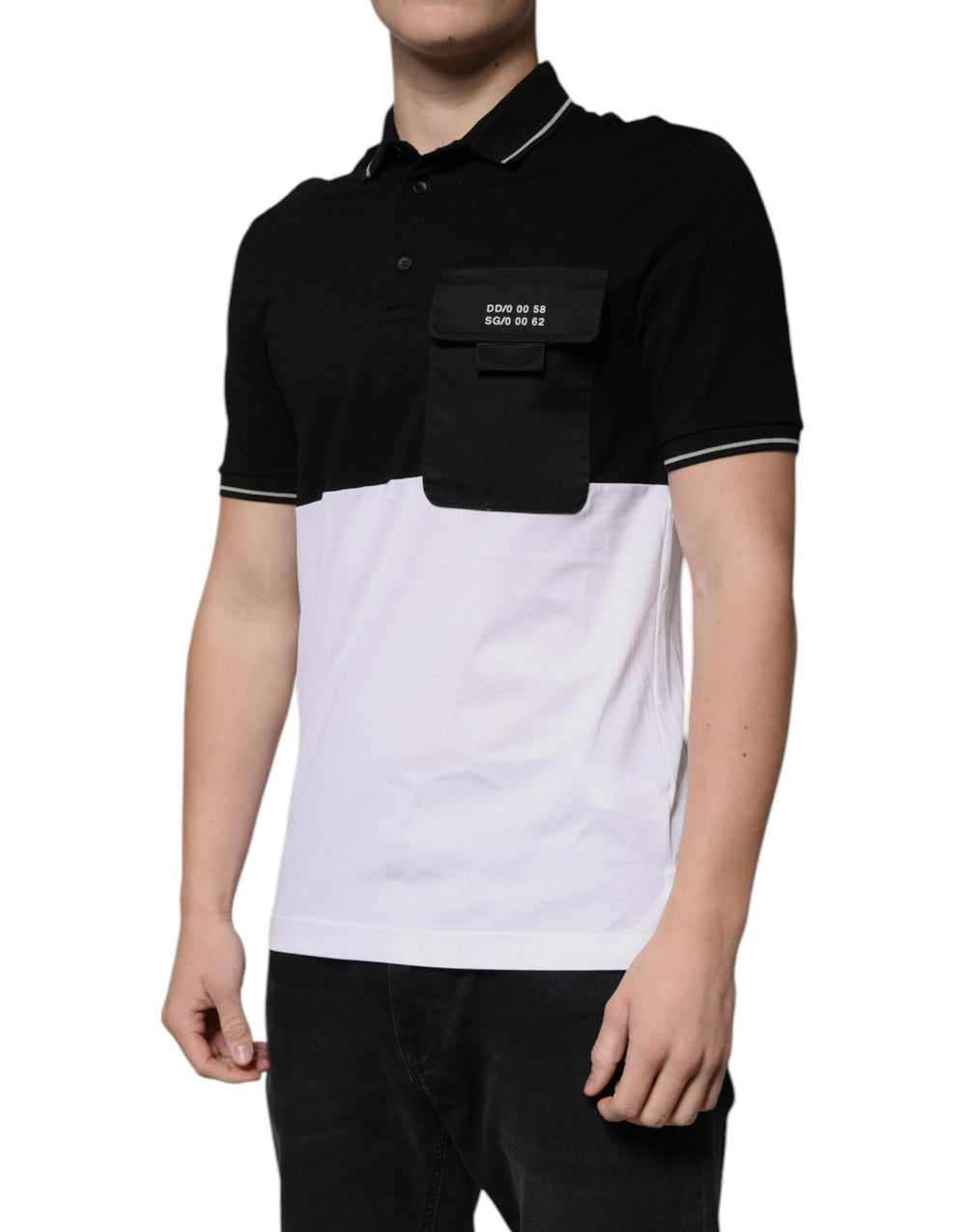 Dolce & Gabbana 100% Cotton Polo Shirt in Black and White
