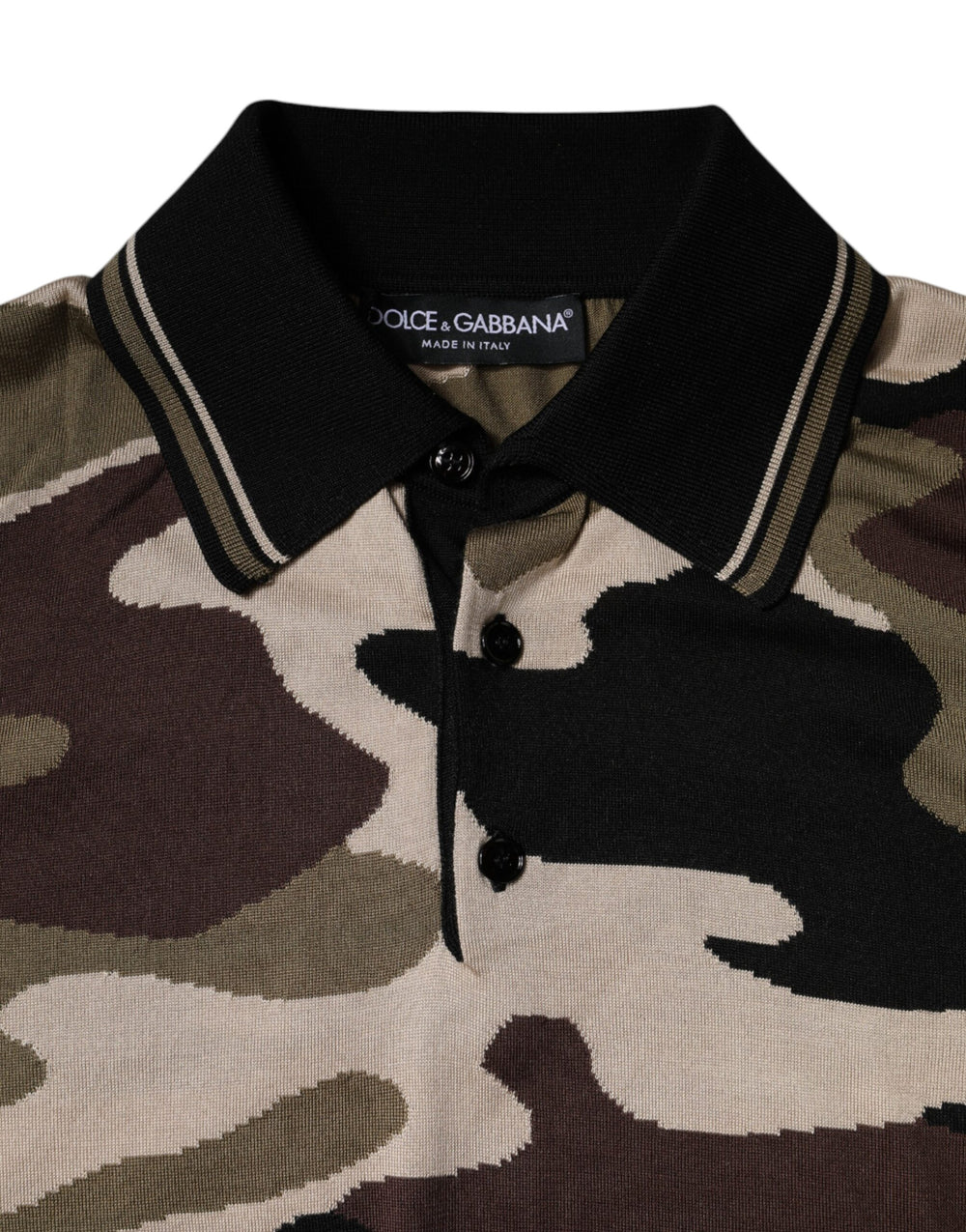 Dolce & Gabbana 100% Silk Polo Shirt in Multicolor Camouflage
