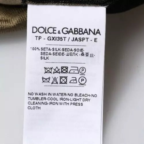 Dolce & Gabbana 100% Silk Polo Shirt in Multicolor Camouflage