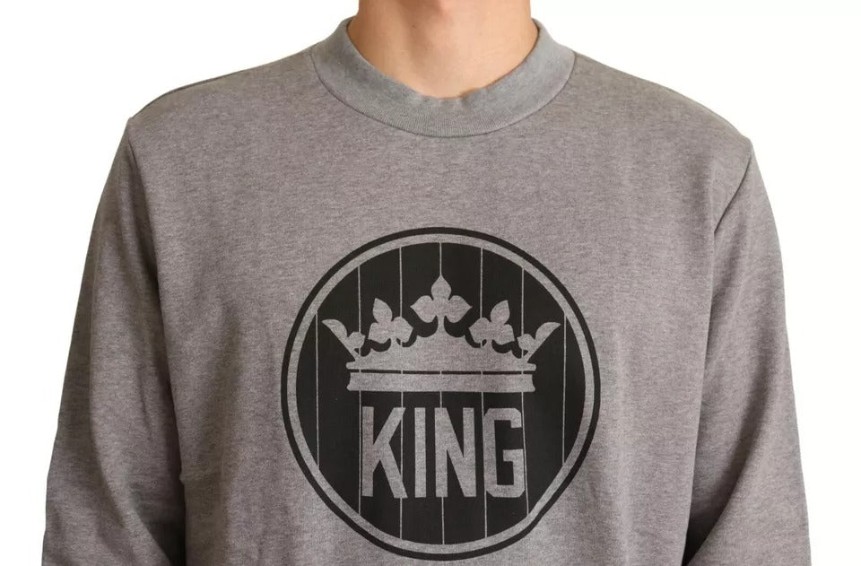 Gray Crown King Cotton Pullover Sweater mens luxury fashion - Mens Edit