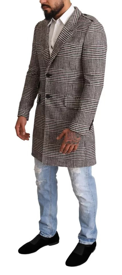 Dolce & Gabbana Check Plaid Trench Coat in Grey
