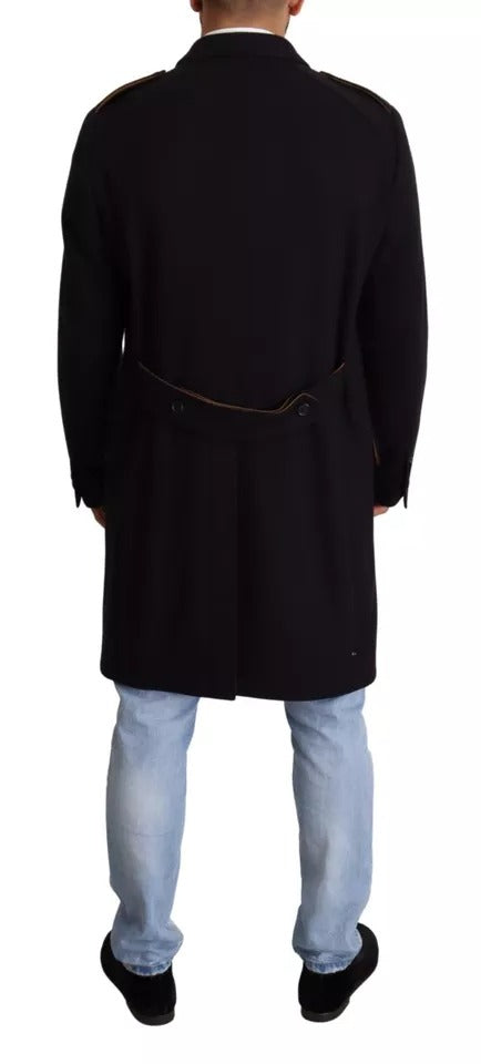 Blue Trench Coat Long Wool Stretch Jacket mens luxury fashion - Mens Edit