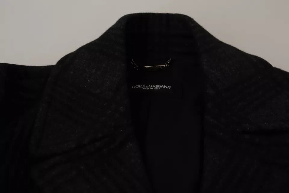 Black Trench Coat Check Wool Jacket mens luxury fashion - Mens Edit