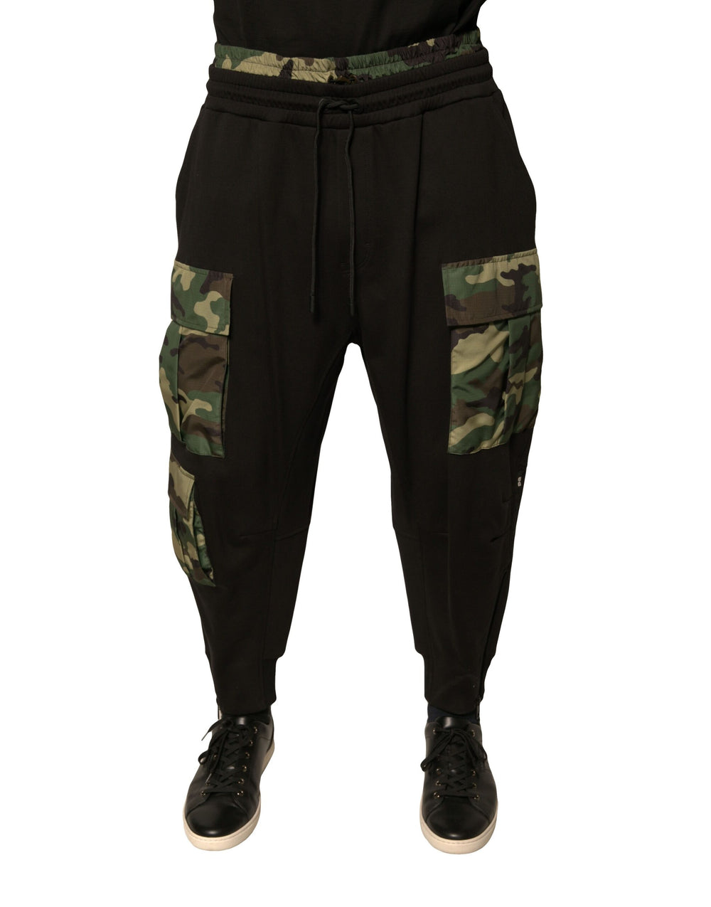Dolce & Gabbana Camouflage Cotton Cargo Jogger Pants in Black