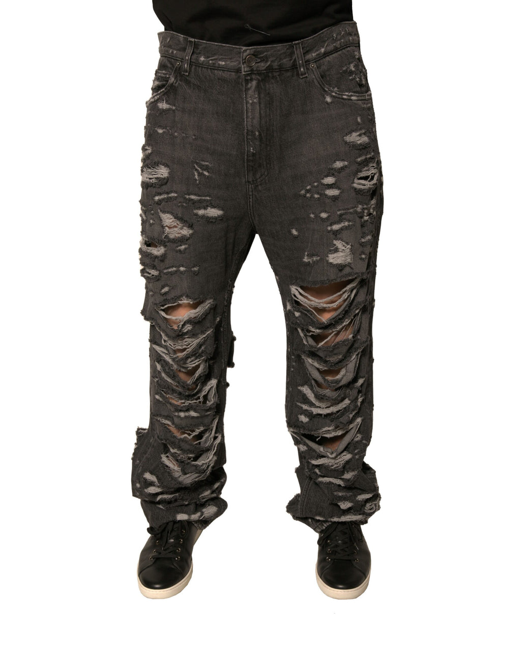 Gray Tattered Cotton Straight Men Denim Jeans mens luxury fashion - Mens Edit