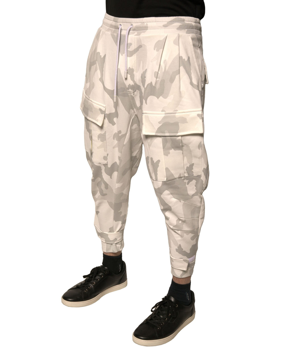 Dolce & Gabbana Cotton Cargo Jogger Pants in White Camouflage