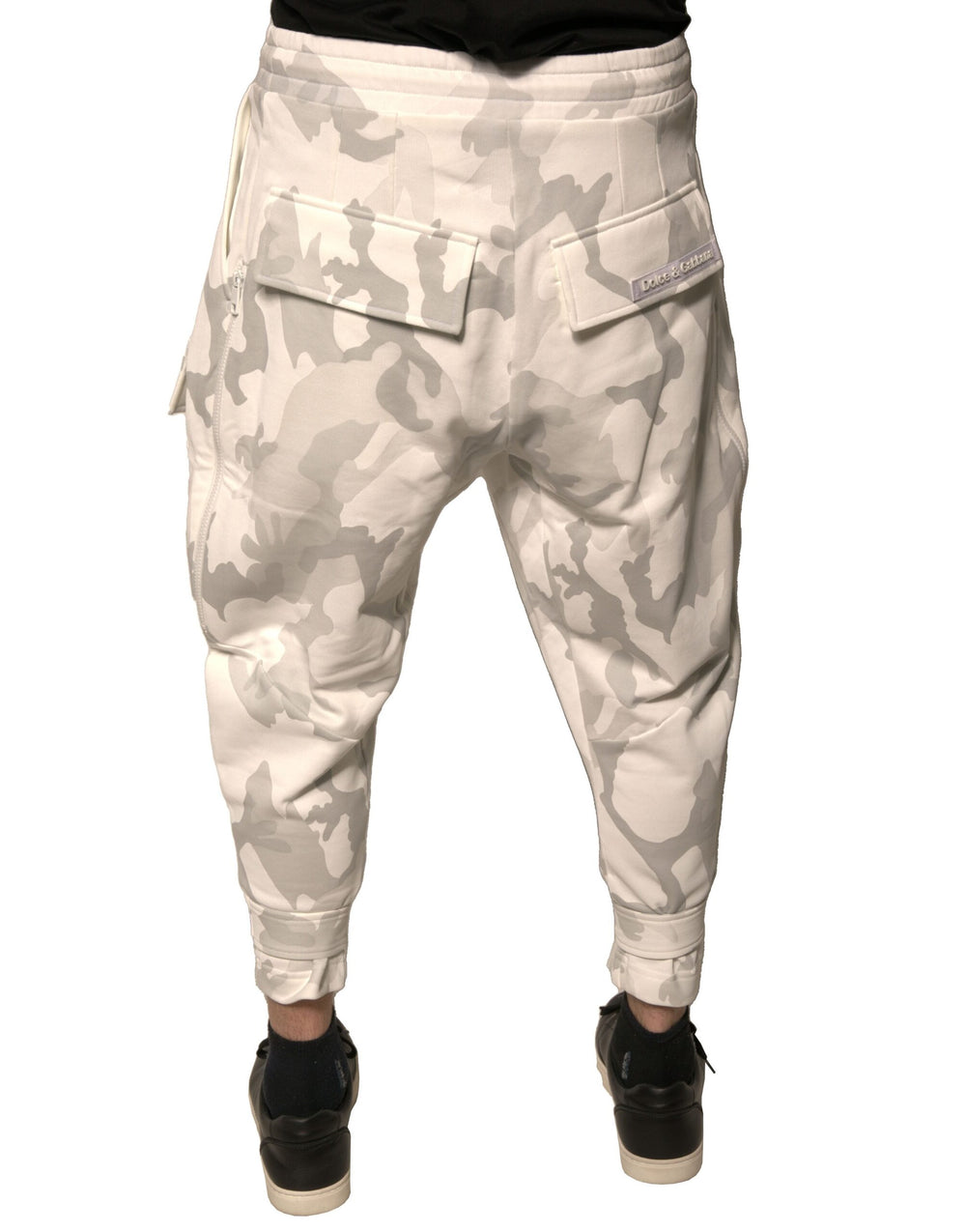 Dolce & Gabbana Cotton Cargo Jogger Pants in White Camouflage