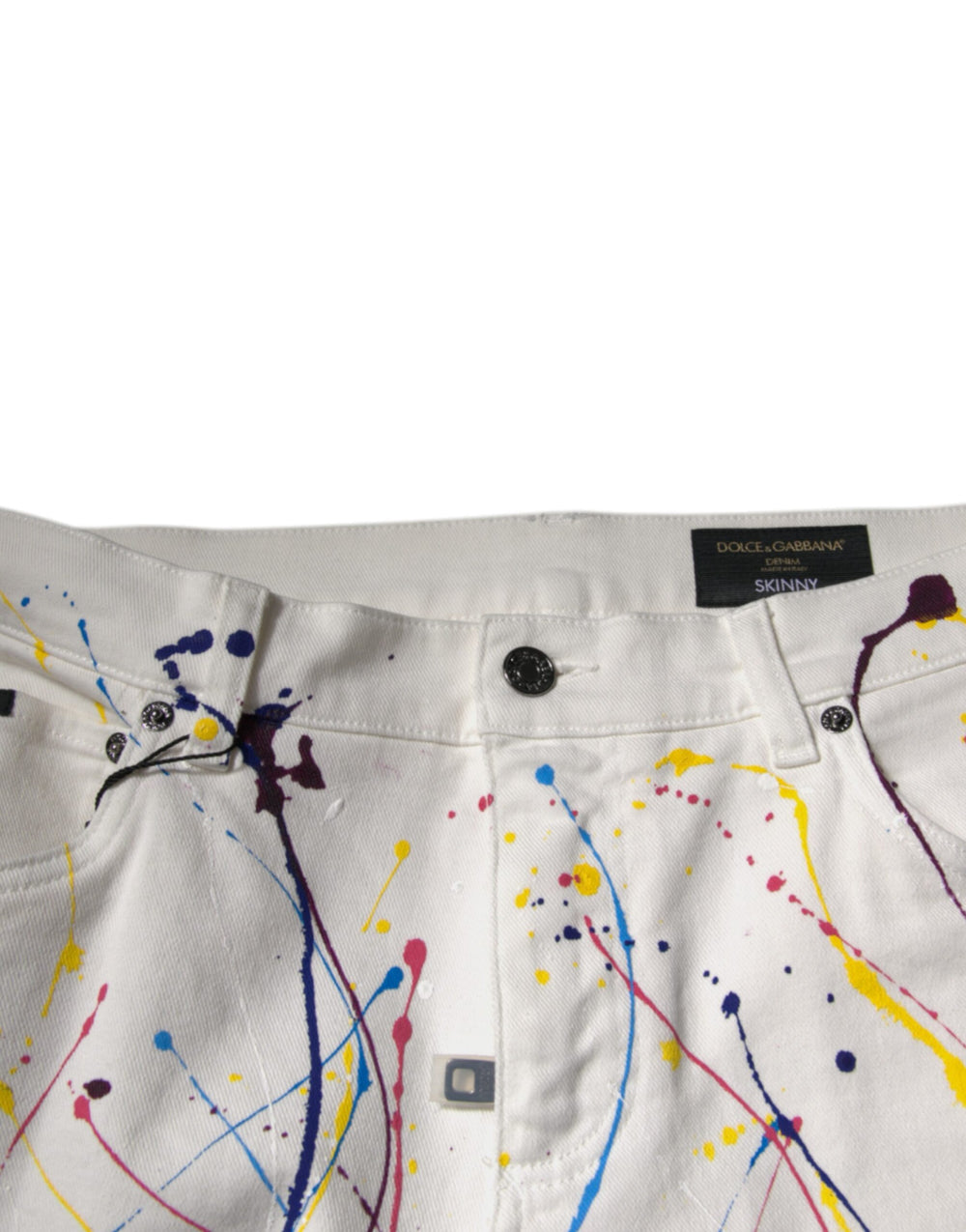 Dolce & Gabbana Colour Splash Print Skinny Jeans in White
