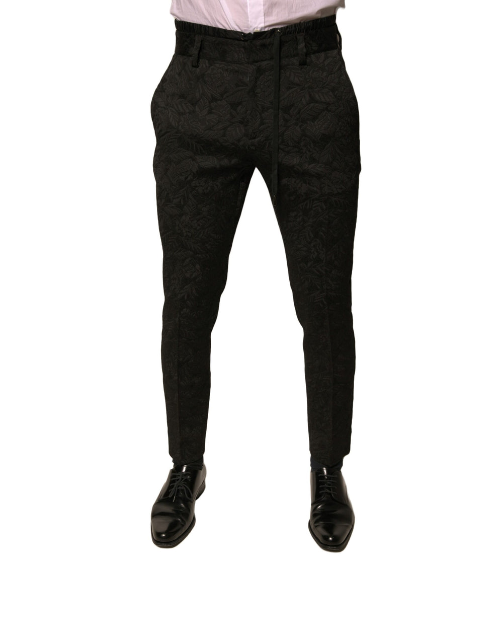 Dolce & Gabbana Brocade Skinny Dress Trousers in Black