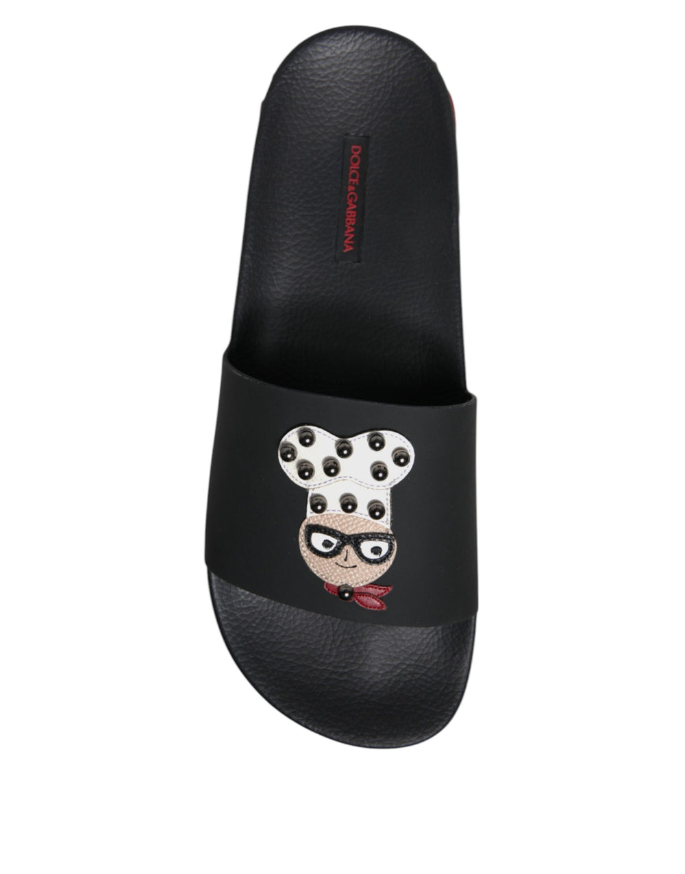 Dolce & Gabbana Leather Slides in Black