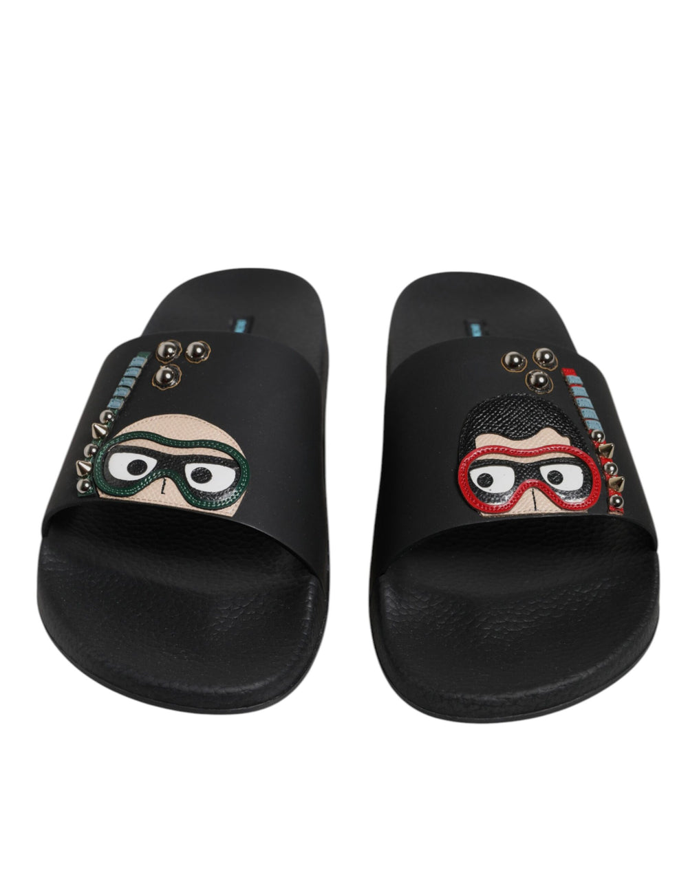 Black Divers Leather Flats Slides Sandals Beachwear Shoes mens luxury fashion - Mens Edit
