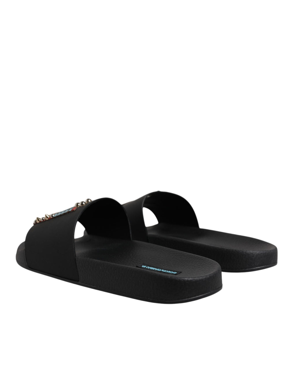 Dolce & Gabbana Calf Leather Slides in Black