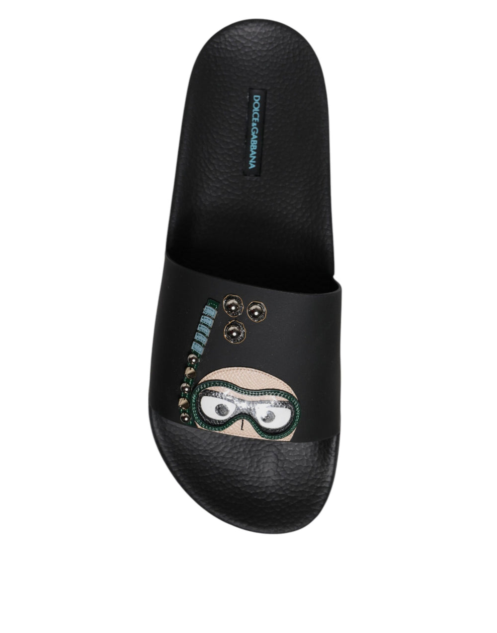 Dolce & Gabbana Calf Leather Slides in Black