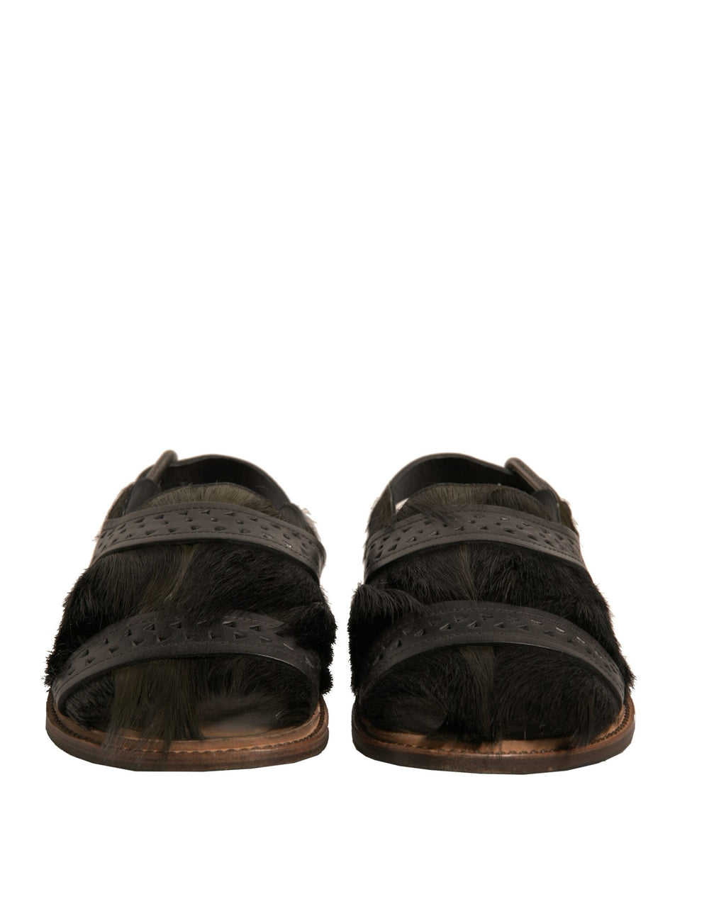 Dolce & Gabbana Gazelle Hair and Calfskin Leather Sandals in Green
