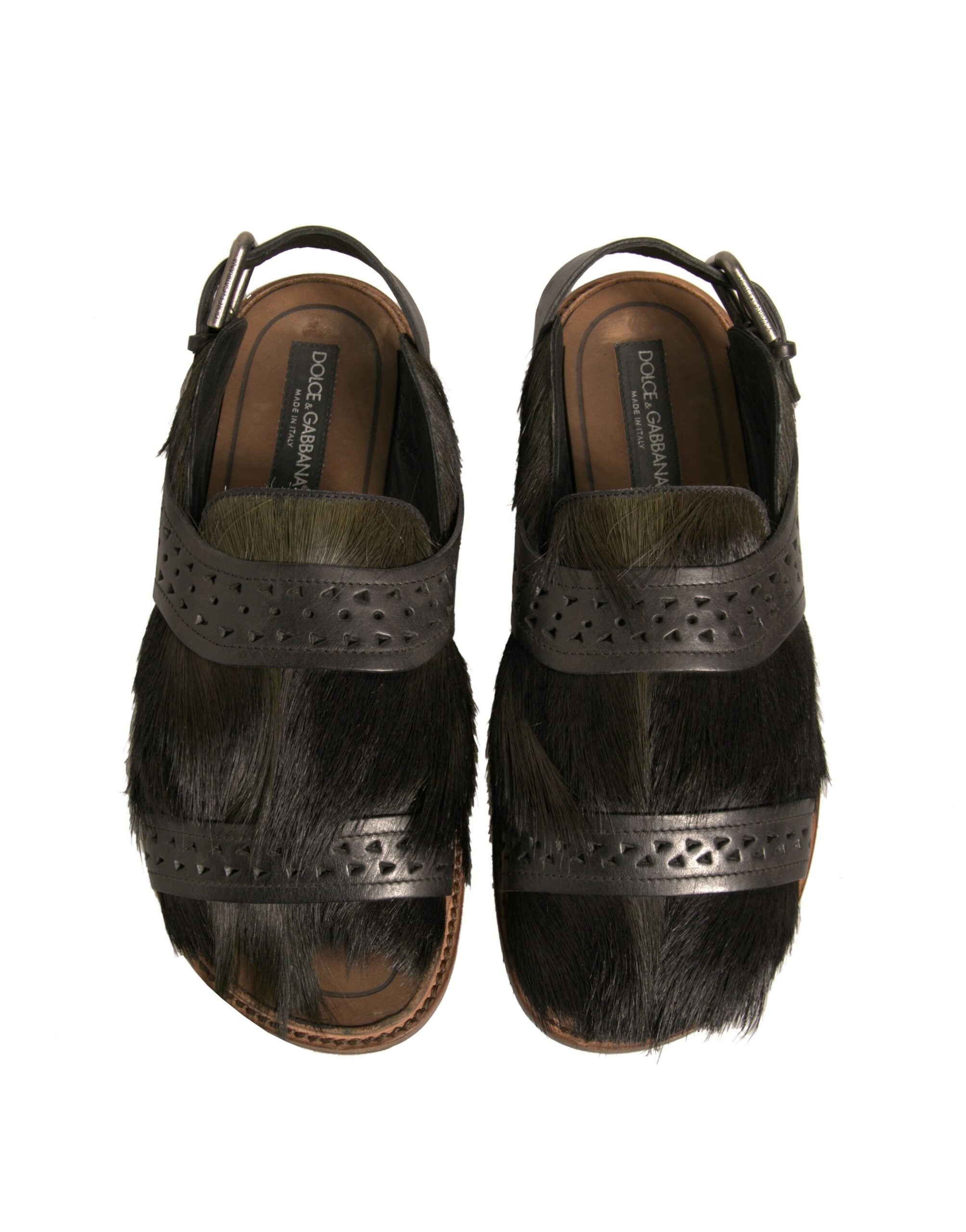 Dolce & Gabbana Σανδάλια από Gazelle Hair και Δέρμα Μοσχαριού σε Πράσινο