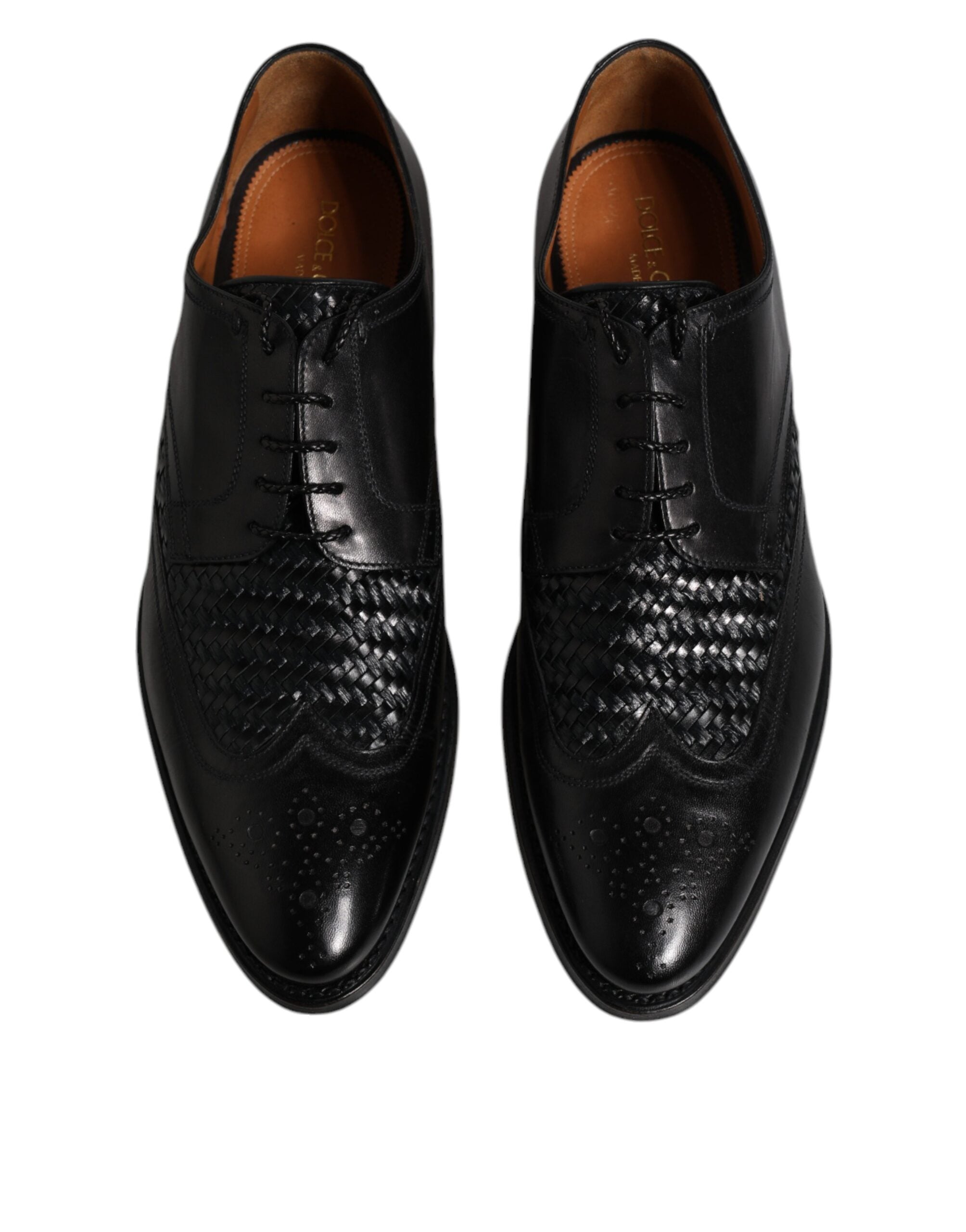Dolce & Gabbana Δερμάτινα Derby Wingtip Παπούτσια σε Μαύρο