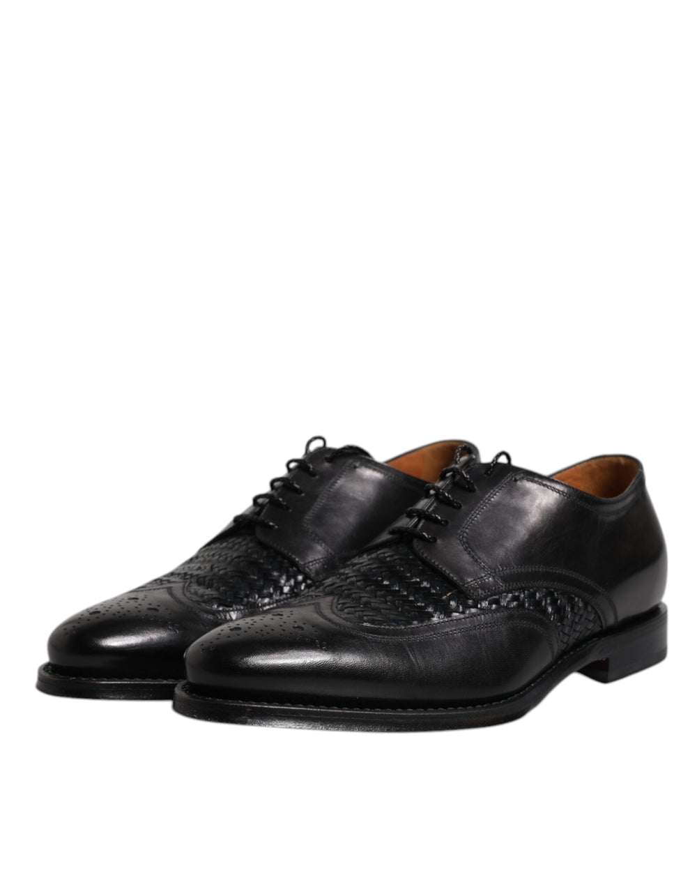 Dolce & Gabbana Leather Derby Wingtip Shoes in Black