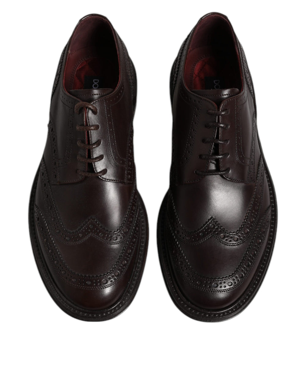 Dolce & Gabbana Calf Leather Derby Wingtip Shoes in Brown