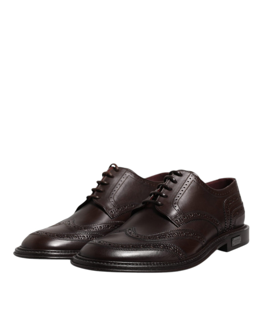 Dolce & Gabbana Calf Leather Derby Wingtip Shoes in Brown