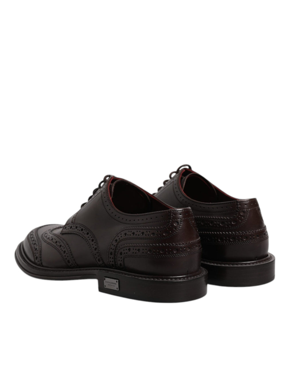 Dolce & Gabbana Calf Leather Derby Wingtip Shoes in Brown
