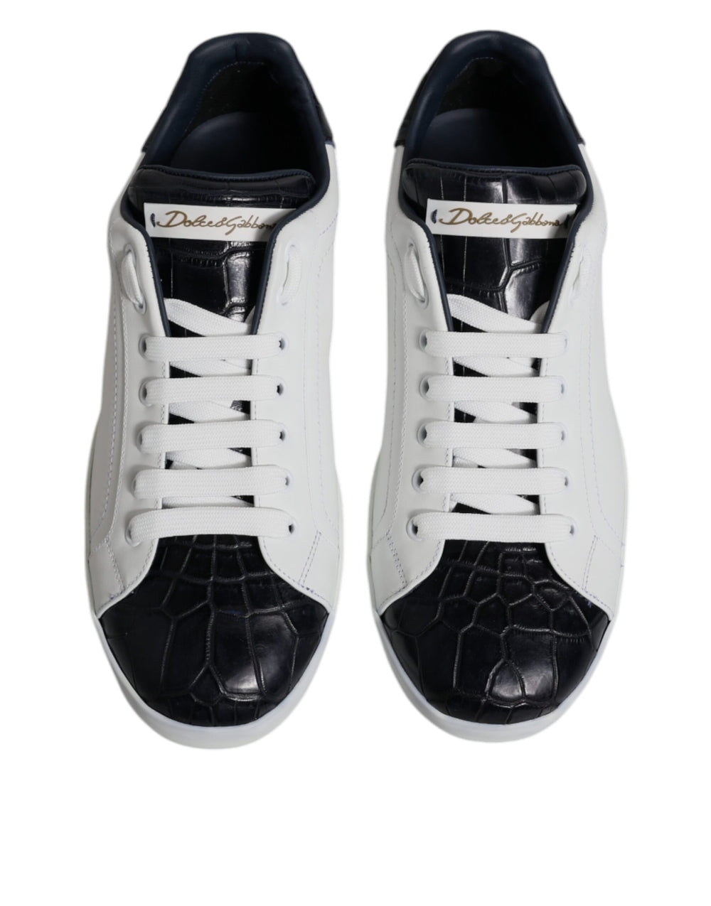 Dolce & Gabbana Portofino Leather Sneakers in White and Black