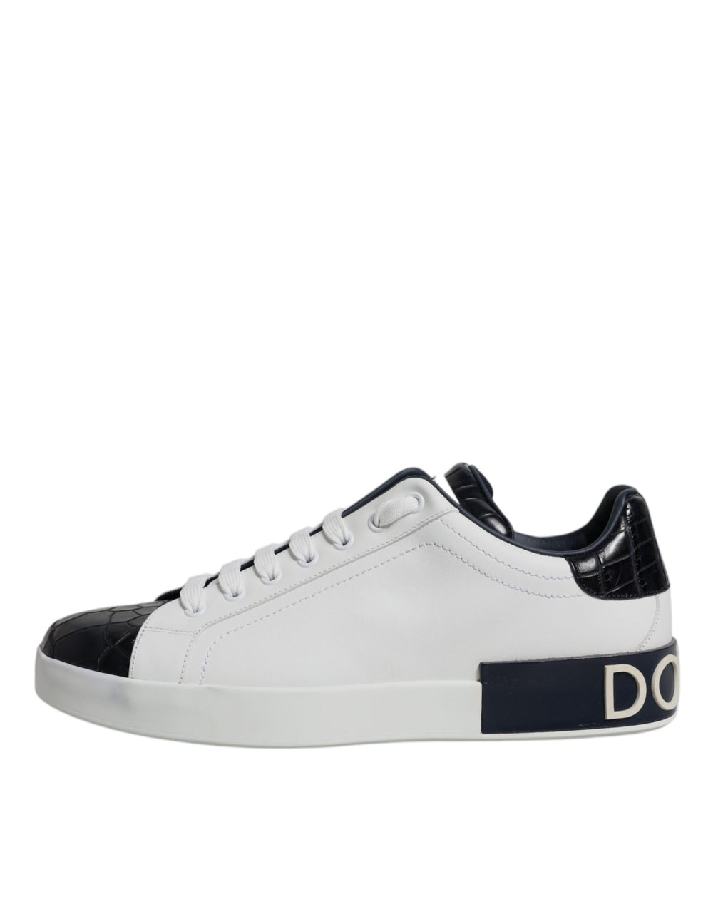 Dolce & Gabbana Portofino Leather Sneakers in White and Black