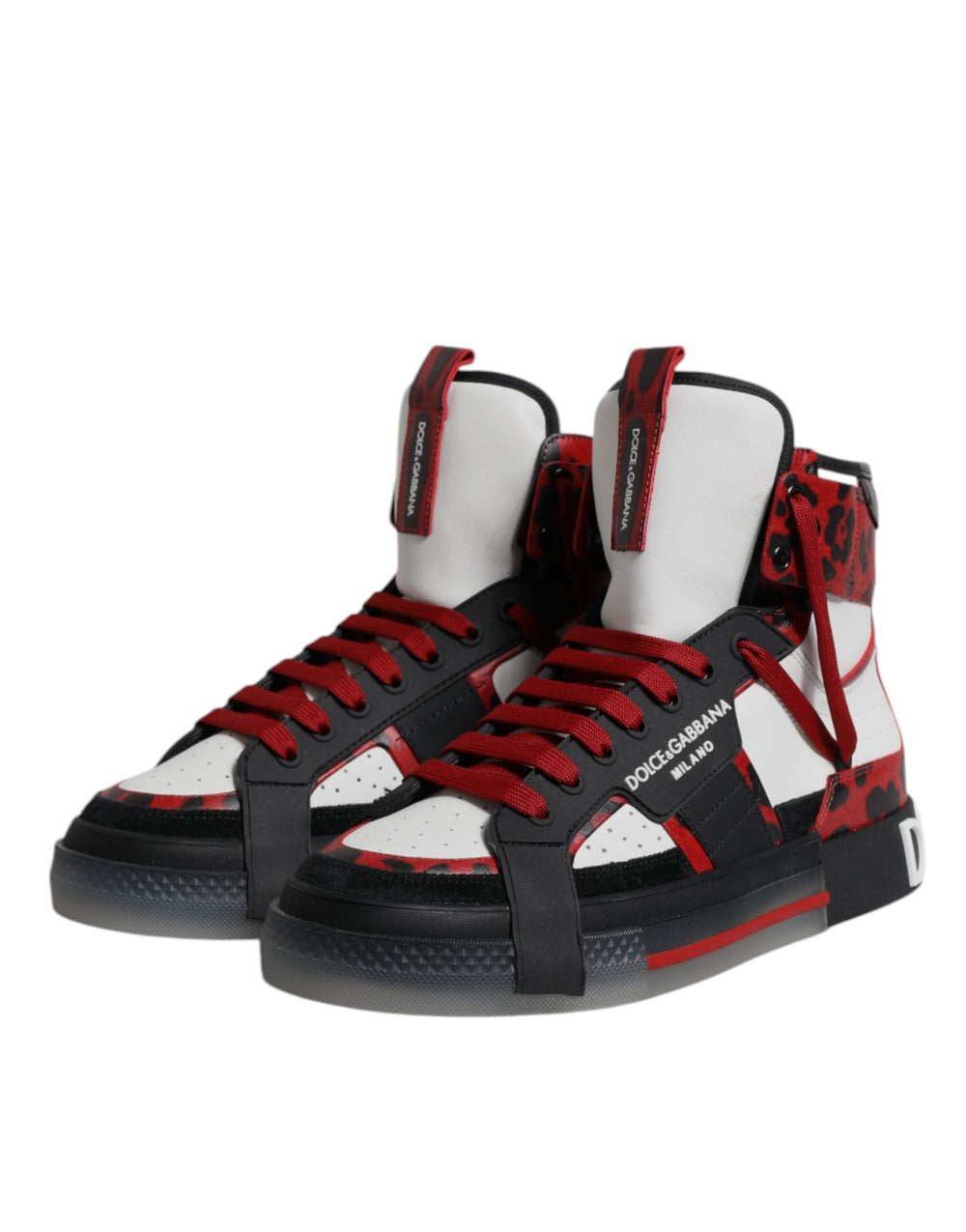 Dolce & Gabbana Calf Leather High Top Sneakers in Multicolor