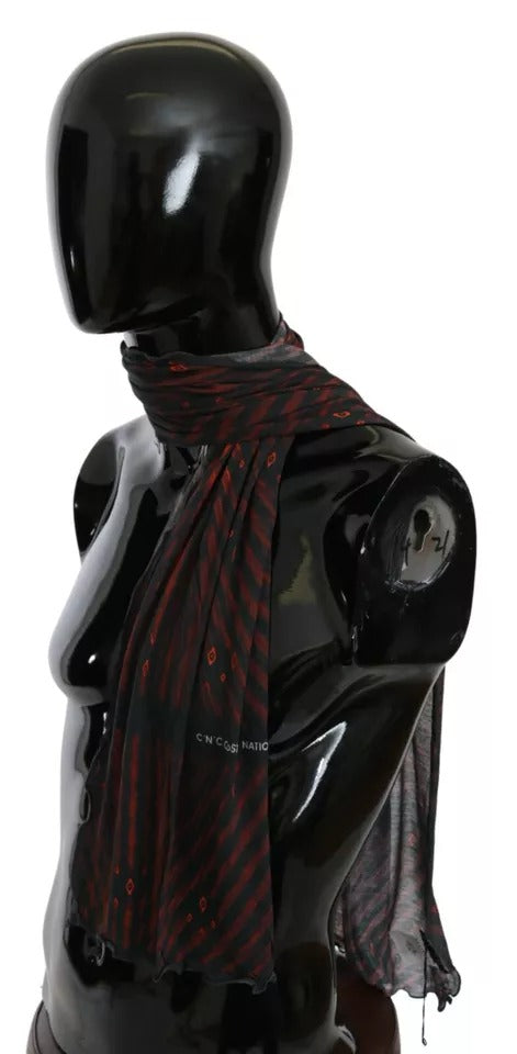 Black Red Viscose Foulard Branded Scarf mens luxury fashion - Mens Edit
