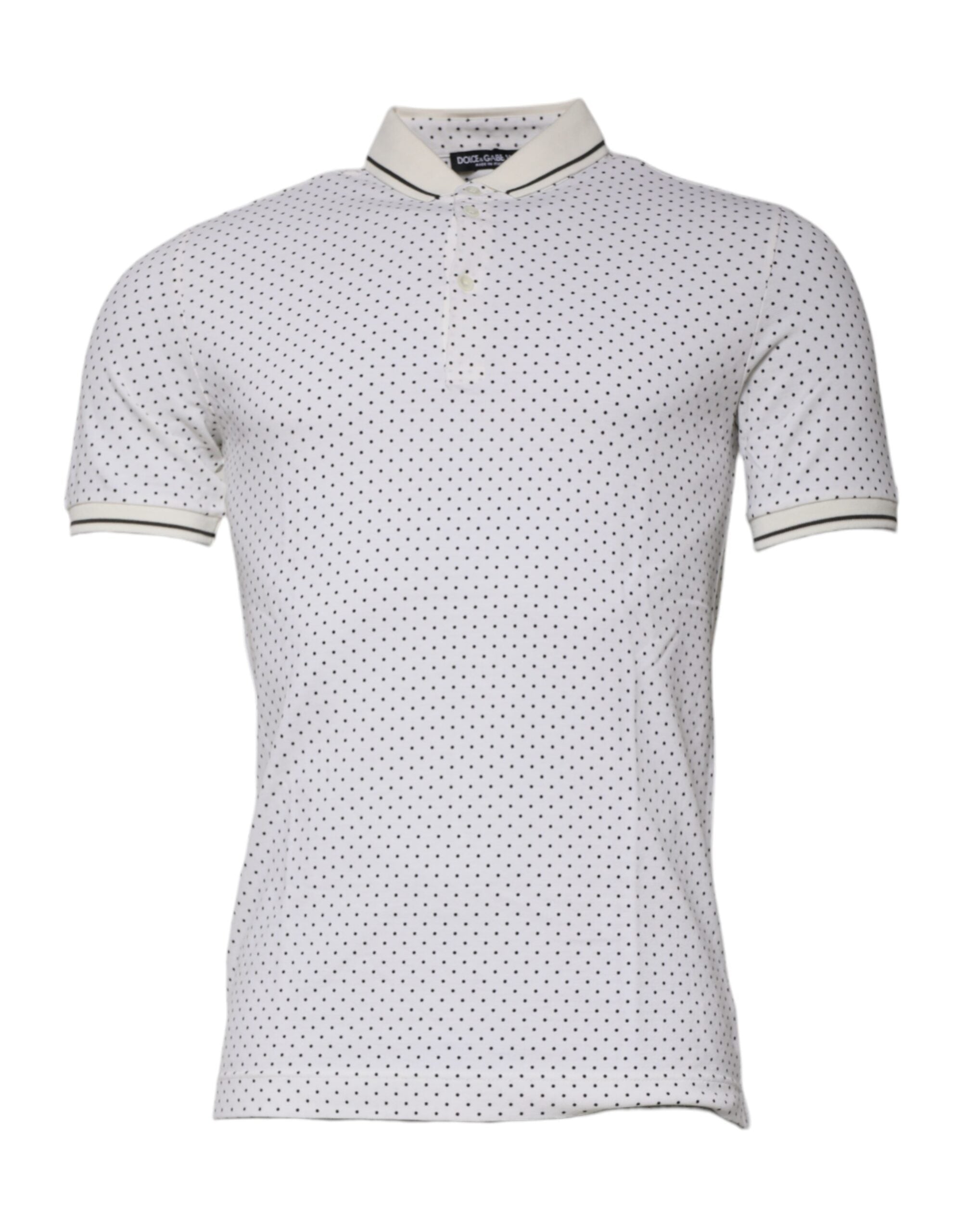 White Polka Dot Cotton Collared Polo T-shirt mens luxury fashion - Mens Edit