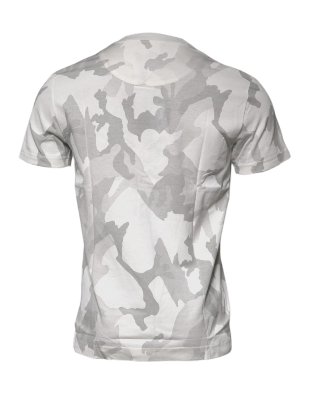Dolce & Gabbana 100% Cotton Crew Neck T-shirt in White and Grey Camouflage