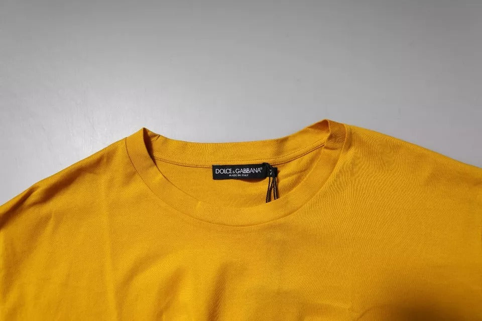 Dolce & Gabbana 100% Cotton Crew Neck T-shirt in Dark Yellow