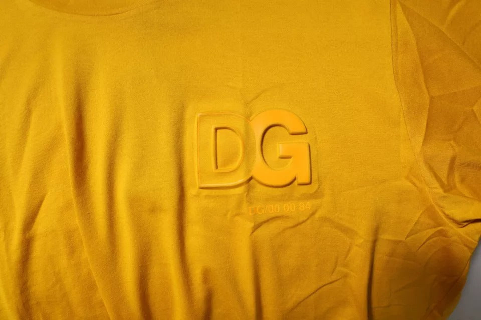 Dolce & Gabbana 100% Cotton Crew Neck T-shirt in Dark Yellow