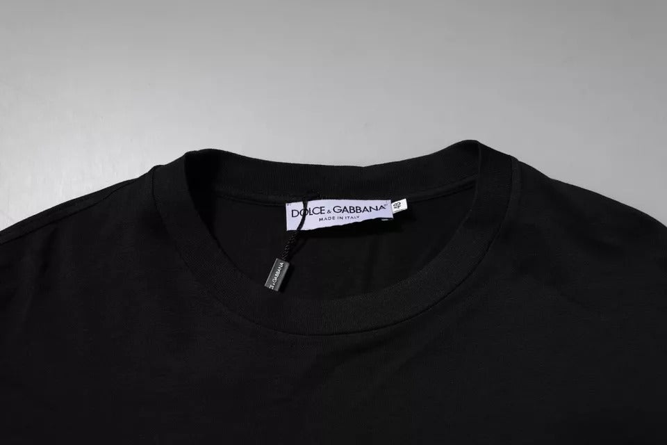 Dolce & Gabbana 100% Cotton Crew Neck T-shirt in Black